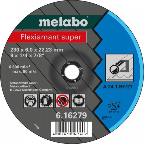 Диск шлифовальный по металлу METABO 125x6,0х22,23 мм A24T Flexiamant S 616486000
