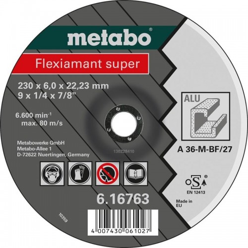 Диск шлифовальный по металлу METABO 125x6,0х22,23 мм A36M ALU Flexiamant S 616749000