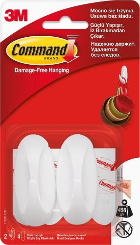 Дизайн-крючок малый 3M Command® (17082) белый 2 шт 7100107764 - изображение 2