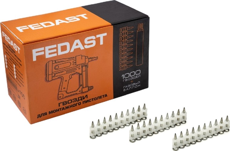 Дюбель-гвоздь монтажный FEDAST fd2722sbp 2.7х22 мм, винтовой (1000 шт/уп)