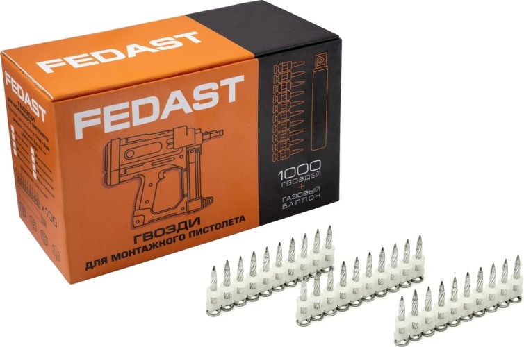 Дюбель-гвоздь монтажный FEDAST fd2725sbp 2.7х25 мм, винтовой (1000 шт/уп)