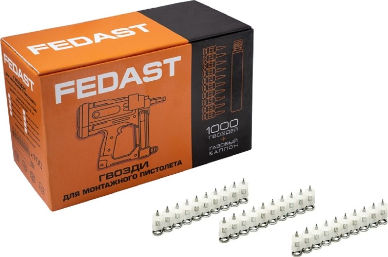 Дюбель-гвоздь монтажный FEDAST fd2716sbp 2.7х16 мм, винтовой (1000 шт/уп)