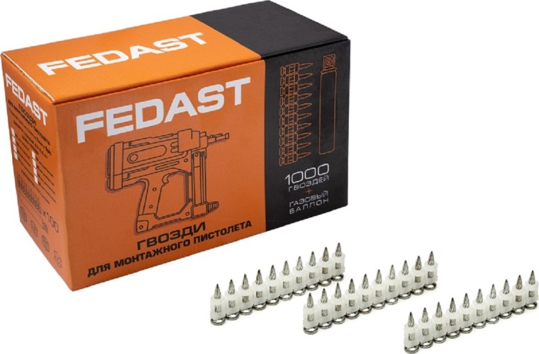 Дюбель-гвоздь монтажный FEDAST fd2719sbp 2.7х19 мм, винтовой (1000 шт/уп)