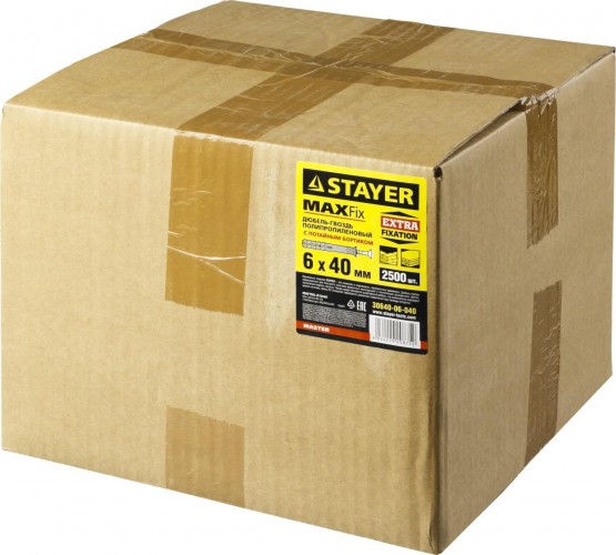 Дюбель гвоздевой с потайной манжетой STAYER MASTER полипропиленовый, бортик, 6x40 мм, 2500 шт, 30640-06-040 - изображение 2