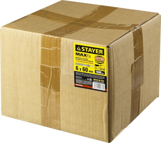 Дюбель гвоздевой с потайной манжетой STAYER MASTER полипропиленовый, бортик, 6x60 мм, 1500 шт, 30640-06-060 - изображение 2