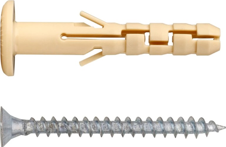 Дюбель гвоздевой с цилиндрической манжетой ЕВРОПАРТНЕР PND F 6х40 мм с фланцем, нейлоновый с шурупом 4,0х40 мм (40 шт) K2 0476 0