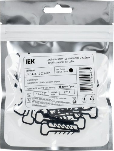 Дюбель-хомут IEK UDH 6х12мм для плоского кабеля нейлон черн. (уп.100шт) UDH14-06-12-100-K02 - изображение 2