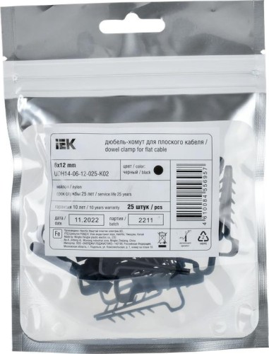 Дюбель-хомут IEK UDH 6х12мм для плоского кабеля нейлон черн. (уп.25шт)  UDH14-06-12-025-K02 - изображение 2