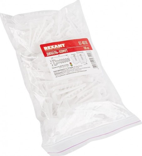 Дюбель-хомут REXANT 5-10 мм, белый нейлоновый прямоугольный упаковка 100 шт. 07-4610 - изображение 2