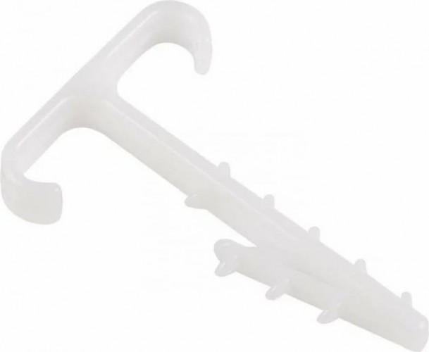 Дюбель-хомут Т-образный REXANT 2x12 мм, белый (100 шт) нейлоновый для двух плоских кабелей (КФ) 07-4615