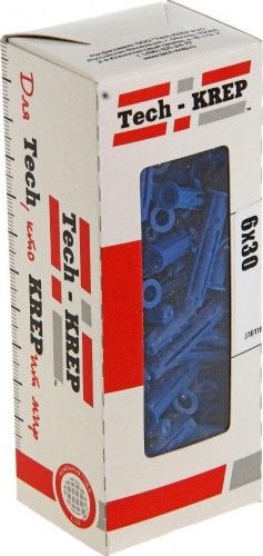 Дюбель распорный Tech-KREP  6 х 30 (коробка 100 шт.) полипропиленовый 111469