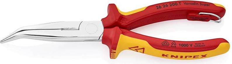 Длинногубцы диэлектрические KNIPEX 2626200T 200 мм с режущими кромками, хромированные KN-2626200T