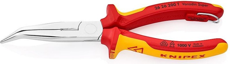 Длинногубцы диэлектрические KNIPEX 2626200TBK 200 мм с режущими кромками, хромированные KN-2626200TBK