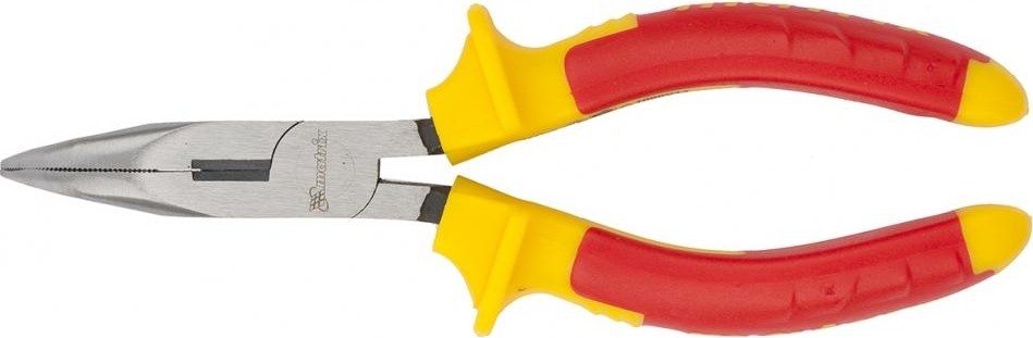 Длинногубцы диэлектрические MATRIX "Insulated" 160 мм, изогнутые, двухкомпонентные рукоятки 17472 17472