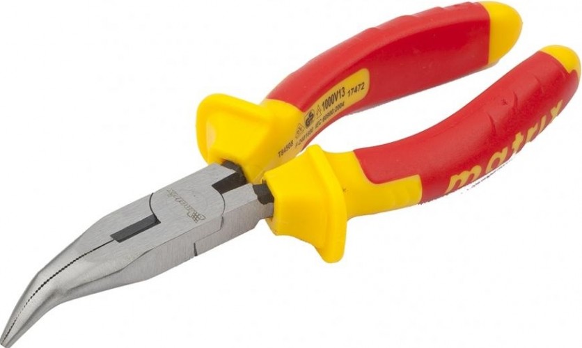Длинногубцы диэлектрические MATRIX "Insulated" 160 мм, изогнутые, двухкомпонентные рукоятки 17472 17472 - изображение 2