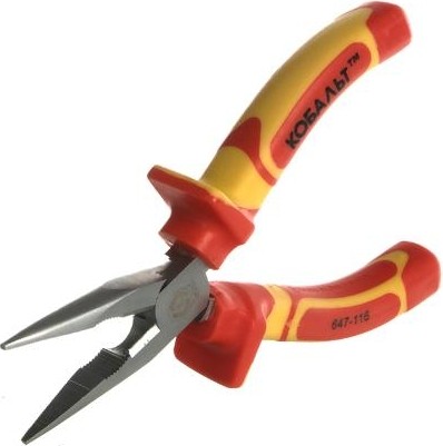 Длинногубцы диэлектрические Кобальт 647-116 1000 V, 160 мм, с плоскими губками - изображение 2