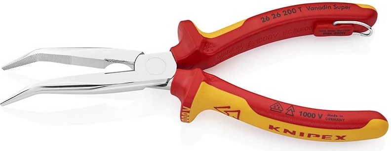 Длинногубцы диэлектрические KNIPEX 2626200T 200 мм с режущими кромками, хромированные KN-2626200T - изображение 2