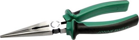 Длинногубцы JONNESWAY P1118 с двухкомпонентными рукоятками, 200 мм 049404