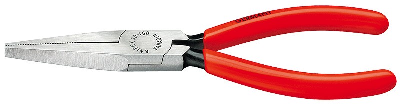 Длинногубцы KNIPEX KN-3011160SB плоские рифленные губки 46.5 мм, длина 160 мм