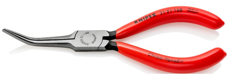 Длинногубцы KNIPEX KN-3121160SB острые, плоские гладкие губки 55 мм 45°, длина 160