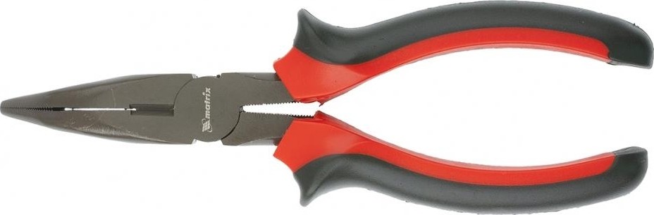 Длинногубцы MATRIX "Black Nickel" 200 мм, изогнутые, двухкомпонентные рукоятки 17462 17462