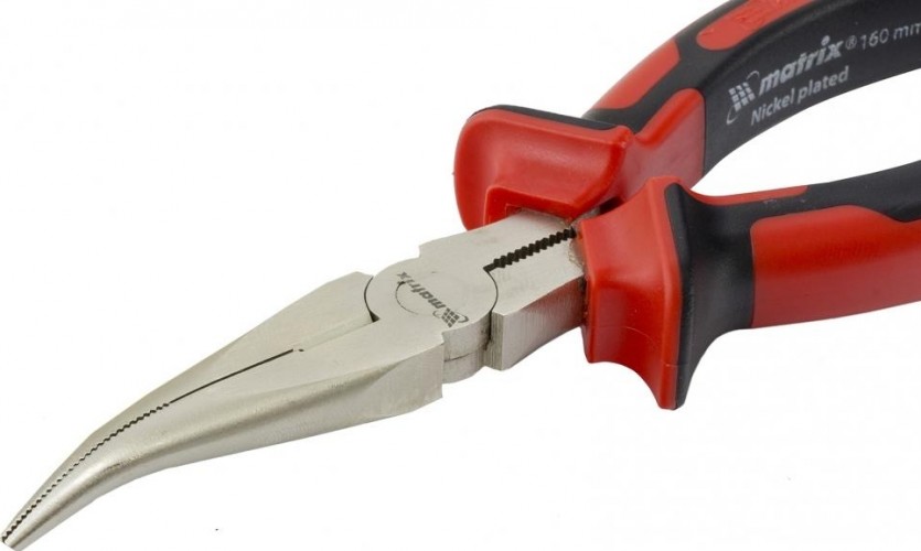 Длинногубцы MATRIX "NICKEL" 180 мм, изогнутые, двухкомпонентные рукоятки 17422 17422 - изображение 2