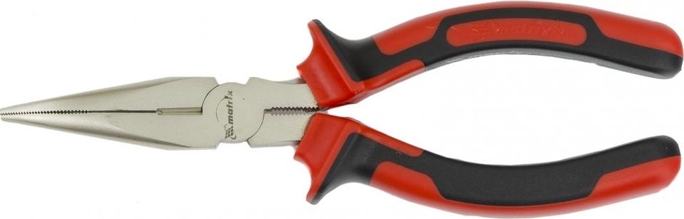 Длинногубцы MATRIX "NICKEL" 200 мм, изогнутые, двухкомпонентные рукоятки 17424 17424