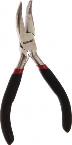 Длинногубцы REXANT Мини 120 мм изогнутые, авторазжим, обливные рукоятки 12-4603