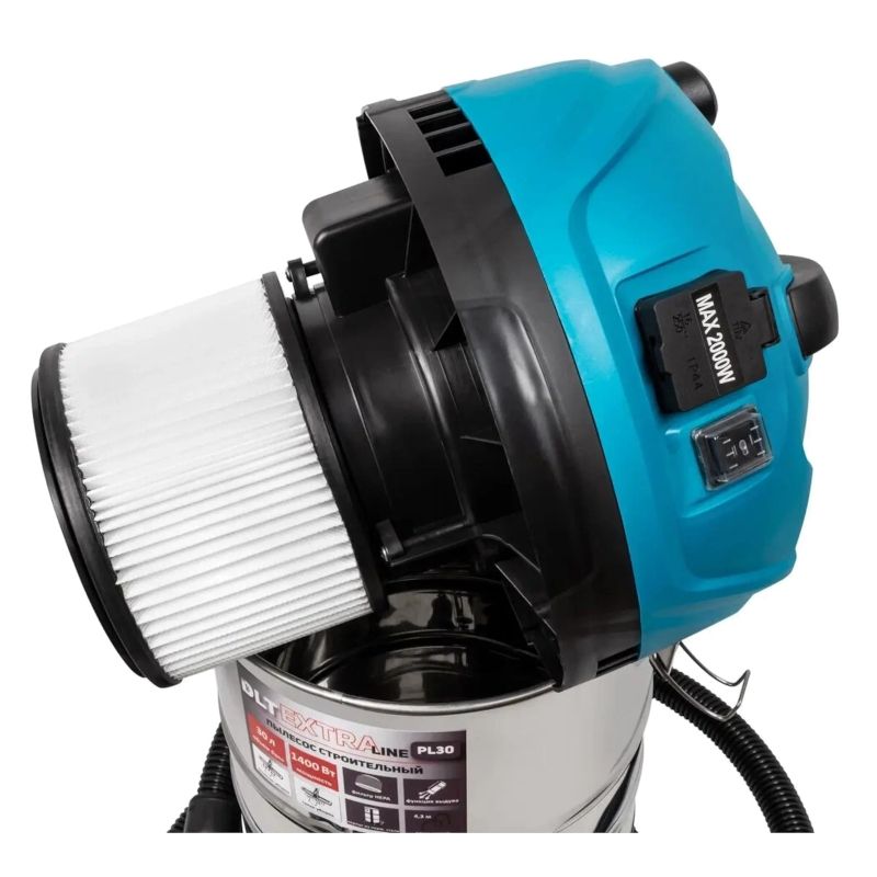 Пылесос строительный DLT Extraline PL30 с полуавтоматической очисткой фильтра (обратный поток) - изображение 3