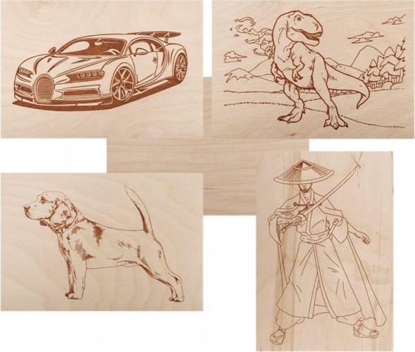 Доска для выжигания REXANT ДВ0936 «набор №1» (воин/динозавр/собака/машина/без рисунк 12-0936