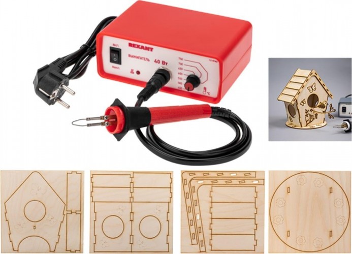 Доска для выжигания REXANT ДВ0934 «кормушка для птиц», 3d модель, 1 шт. 12-0934