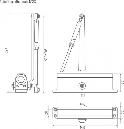 Доводчик дверной НОРА-М 2S-F морозостойкий с фиксацией "Коричневый" 16056 - изображение 3