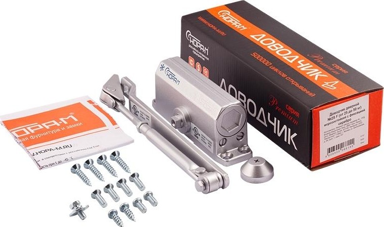 Доводчик дверной НОРА-М 2S-F морозостойкий с фиксацией "Серый" 13706 - изображение 2