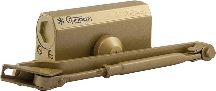 Доводчик дверной НОРА-М 2S-F морозостойкий с фиксацией "Золото" 13707