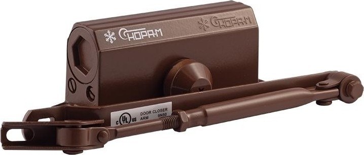 Доводчик дверной НОРА-М 2S-F морозостойкий с фиксацией "Коричневый" 16056