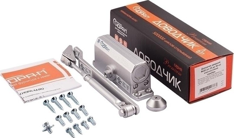 Доводчик дверной НОРА-М 2S морозостойкий "Серебро" 4988 - изображение 2