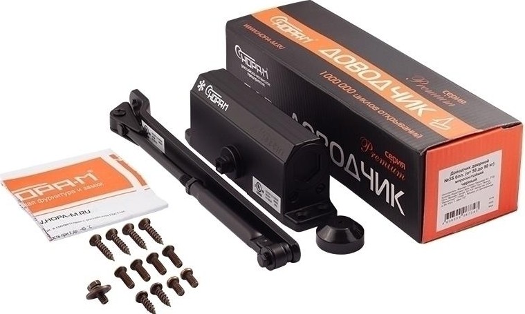 Доводчик дверной НОРА-М 3S бол. морозостойкий "Черный" 14878 - изображение 2