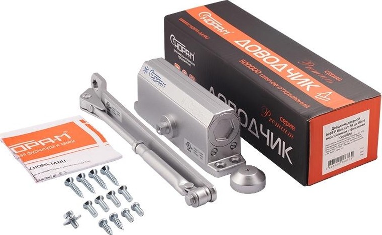 Доводчик дверной НОРА-М 3S-F бол. морозостойкий с фиксацией "Серебро" 5226 - изображение 2