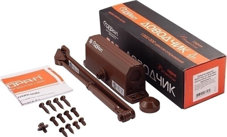 Доводчик дверной НОРА-М 3S-F бол. морозостойкий с фиксацией "Коричневый" 16057 - изображение 2