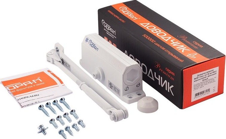 Доводчик дверной НОРА-М 3S-F бол. морозостойкий с фиксацией "Белый" 4708 - изображение 3