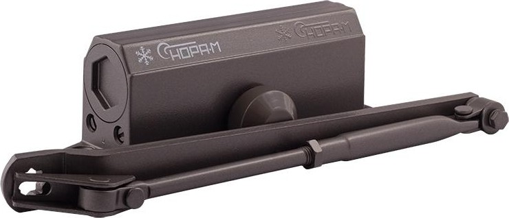 Доводчик дверной НОРА-М 3S-F бол. морозостойкий с фиксацией "Графит" 13722