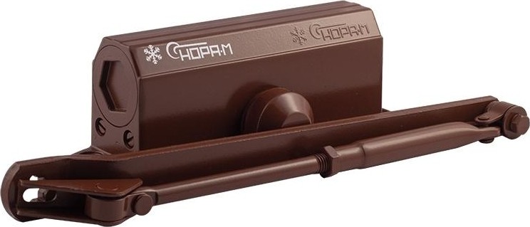 Доводчик дверной НОРА-М 3S-F бол. морозостойкий с фиксацией "Коричневый" 16057