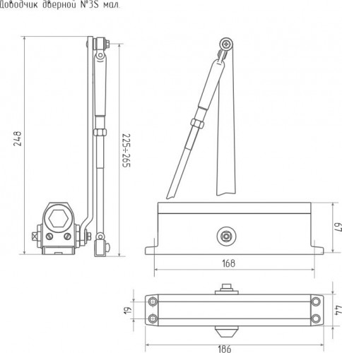 Доводчик дверной НОРА-М 3S мал. морозостойкий "Графит/Бронза" 4995 - изображение 3