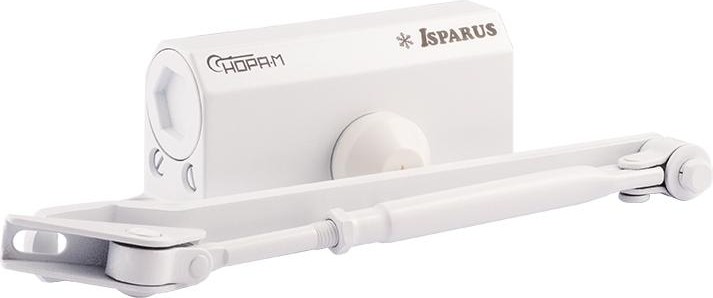 Доводчик дверной НОРА-М 410F ISPARUS с фиксацией "Белый" 18399