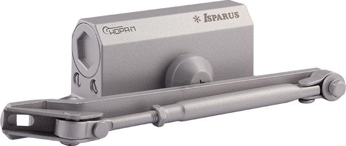 Доводчик дверной НОРА-М 410F ISPARUS с фиксацией "Серый" 18400