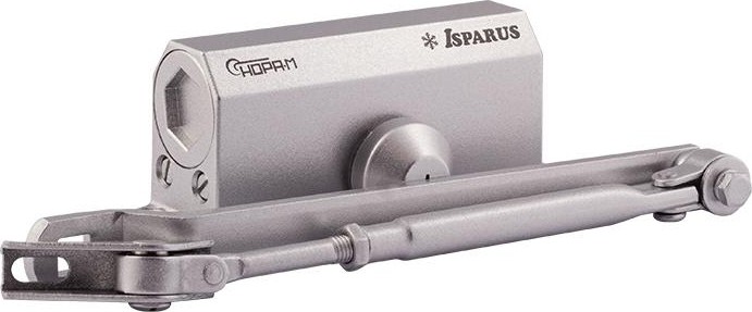 Доводчик дверной НОРА-М 410F ISPARUS с фиксацией "Серебро" 18401