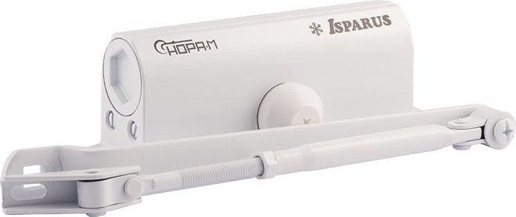 Доводчик дверной НОРА-М 430F ISPARUS с фиксацией "Белый" 18403