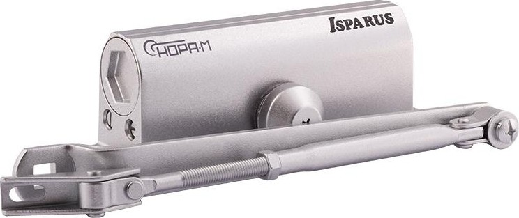 Доводчик дверной НОРА-М 430F ISPARUS с фиксацией "Серебро" 18406