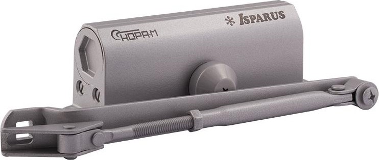 Доводчик дверной НОРА-М 430F ISPARUS с фиксацией "Серый" 18405