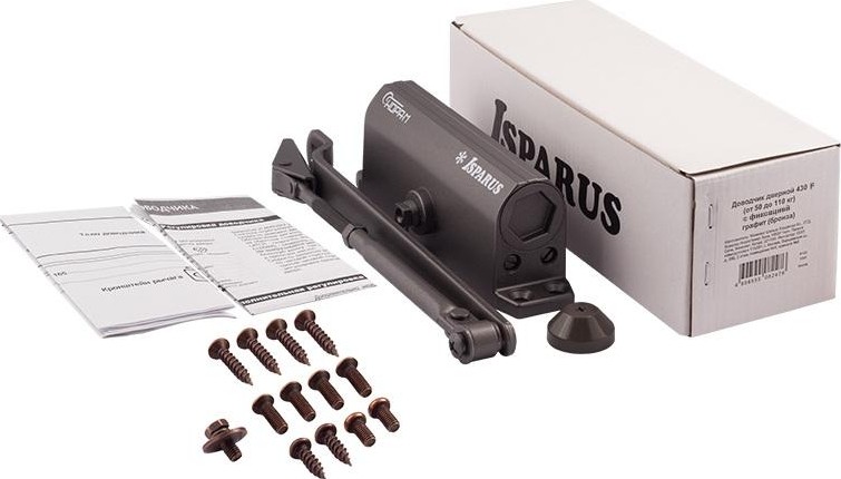 Доводчик дверной НОРА-М 430F ISPARUS с фиксацией "Графит" 18404 - изображение 2